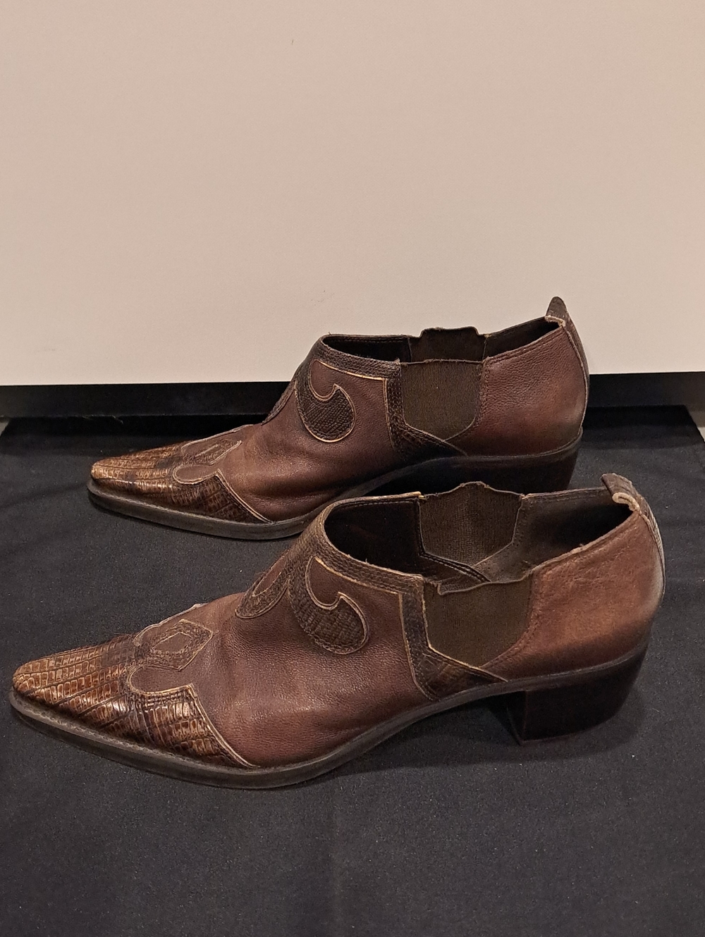 Franco Sarto Brown Leather Western Ankle Boots. 7 1/2 Made In Brazil. - Picture 2 of 7